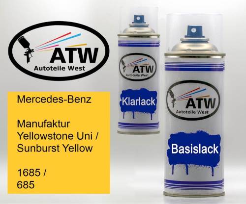 Mercedes-Benz, Manufaktur Yellowstone Uni / Sunburst Yellow, 1685 / 685: 400ml Sprühdose + 400ml Klarlack - Set, von ATW Autoteile West.